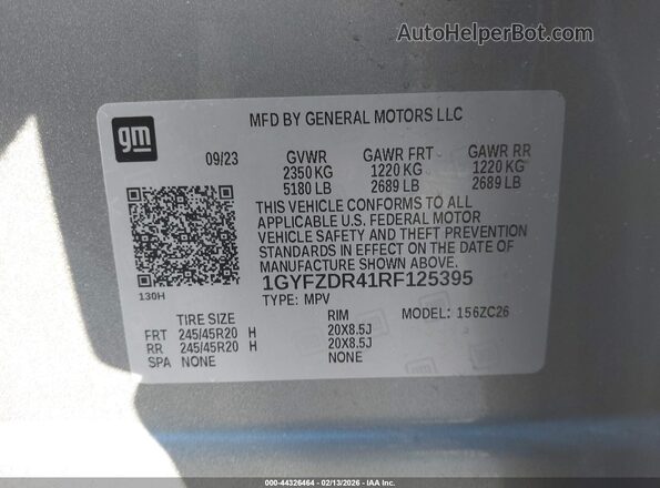 1GYFZDR41RF125395 2024 CADILLAC XT4 Gray Widok komory silnika