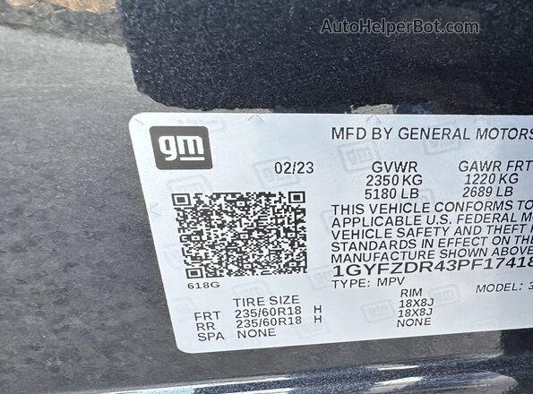 1GYFZDR43PF174188 2023 CADILLAC XT4 Black Widok komory silnika