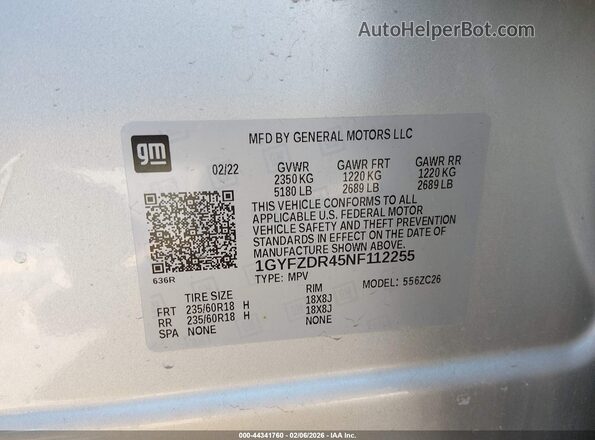 1GYFZDR45NF112255 2022 CADILLAC XT4 Silver Widok komory silnika