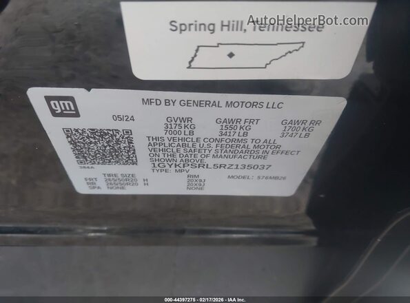 1GYKPSRL5RZ135037 2024 CADILLAC OTHER Черный Вид подкапотного пространства
