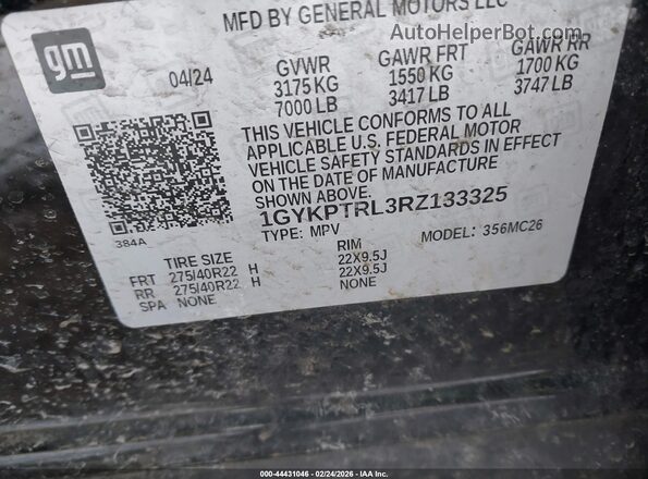 1GYKPTRL3RZ133325 2024 CADILLAC OTHER Black Widok komory silnika