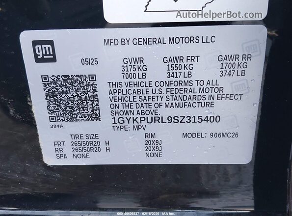 1GYKPURL9SZ315400 2025 CADILLAC OTHER Черный Вид подкапотного пространства