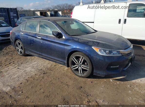 1HGCR2F52GA018801 2016 HONDA ACCORD Blue Przód prawy