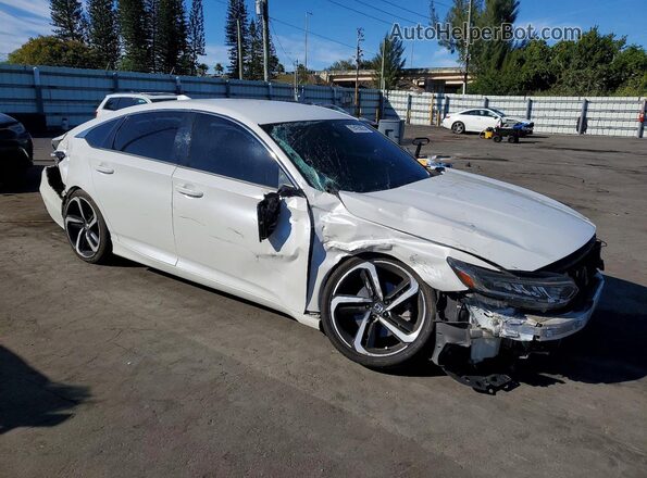 1HGCV1F35KA168186 2019 HONDA ACCORD Белый Передняя правая четверть