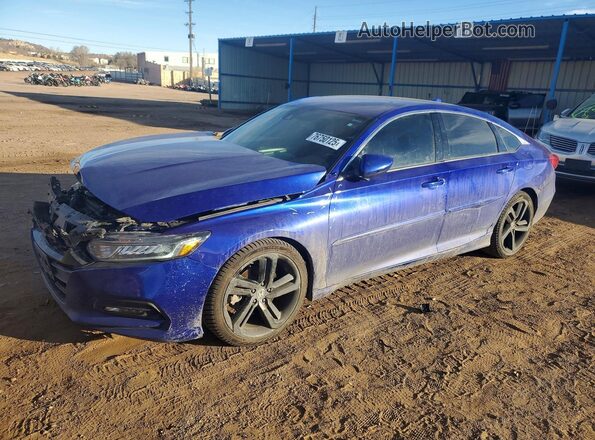1HGCV1F3XKA039604 2019 HONDA ACCORD Blue Передня ліва чверть