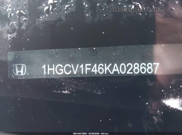 1HGCV1F46KA028687 2019 HONDA ACCORD Черный 