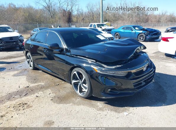 1HGCV1F48NA077653 2022 HONDA ACCORD Черный Передняя правая четверть