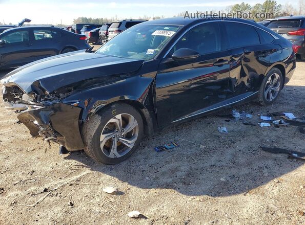 1HGCV2F53JA008278 2018 HONDA ACCORD Черный Передняя левая четверть