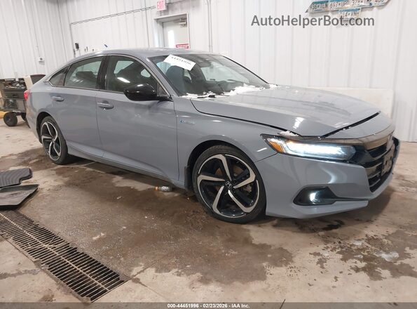 1HGCV3F21NA017563 2022 HONDA ACCORD HYBRID Синий Передняя правая четверть