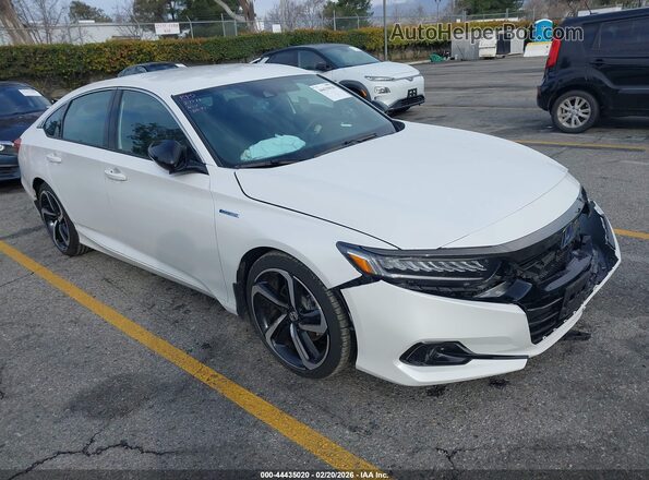 1HGCV3F26NA046735 2022 HONDA ACCORD HYBRID Белый Передняя правая четверть
