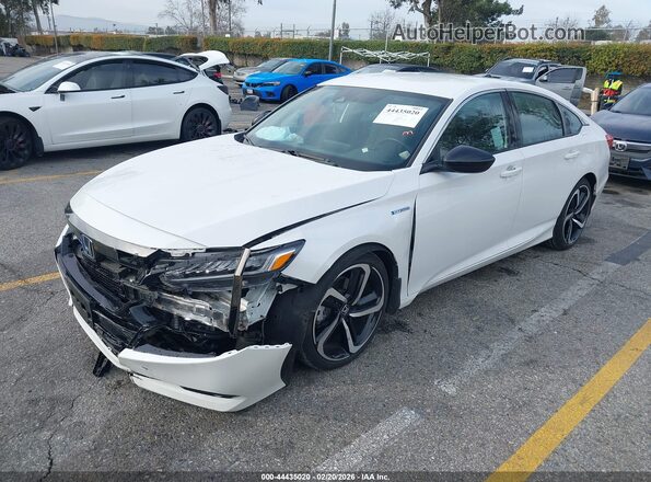 1HGCV3F26NA046735 2022 HONDA ACCORD HYBRID Белый Передняя левая четверть