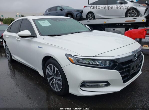 1HGCV3F43JA004793 2018 HONDA ACCORD HYBRID Белый Передняя правая четверть
