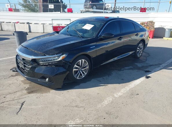 1HGCV3F49MA019738 2021 HONDA ACCORD HYBRID Black Przód lewy