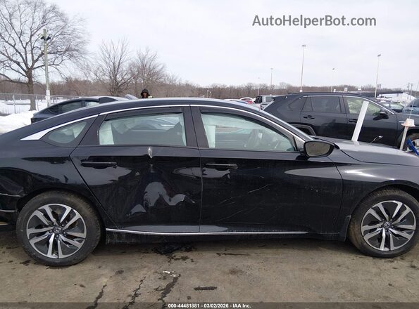 1HGCV3F4XMA010692 2021 HONDA ACCORD HYBRID Black უკანა სალონის ხედი