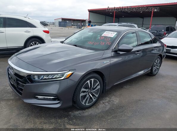 1HGCV3F52JA004938 2018 HONDA ACCORD HYBRID Gray Front left