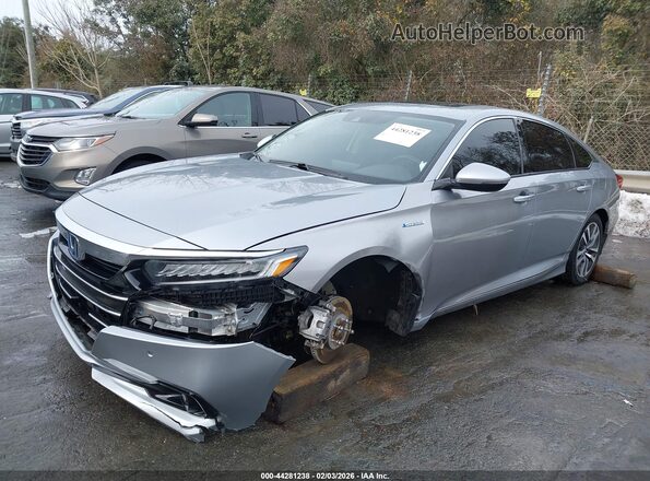 1HGCV3F55MA010317 2021 HONDA ACCORD HYBRID Silver Vista tres cuartos delantera izquierda