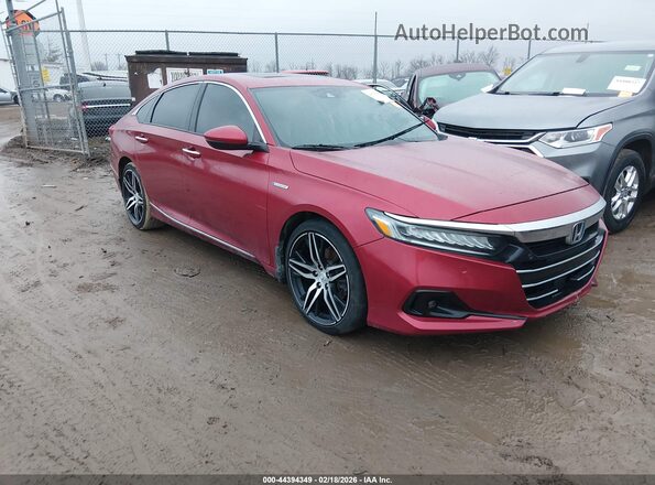 1HGCV3F90MA009496 2021 HONDA ACCORD HYBRID Red Przód prawy