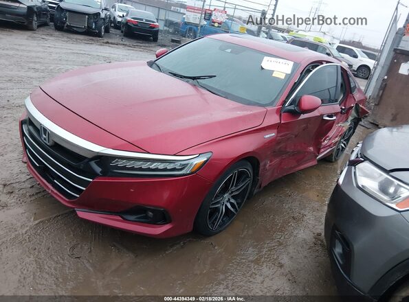 1HGCV3F90MA009496 2021 HONDA ACCORD HYBRID Red Przód lewy