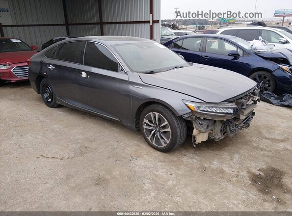 1HGCV3F91KA014848 2019 HONDA ACCORD HYBRID Gray Delantero derecho