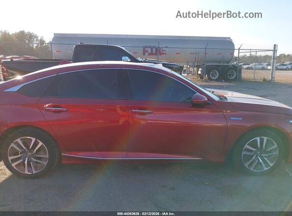 1HGCV3F95JA014396 2018 HONDA ACCORD HYBRID Красный Вид задней части салона