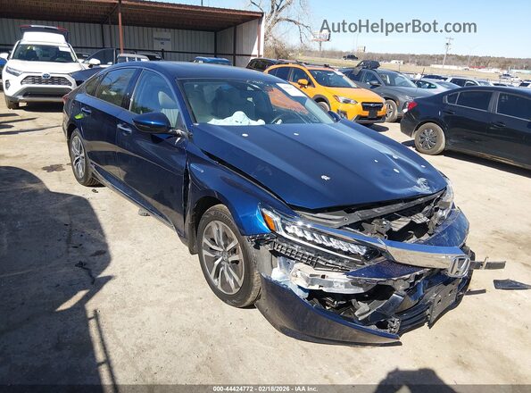 1HGCV3F96KA002680 2019 HONDA ACCORD HYBRID Blue Delantero derecho