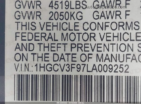 1HGCV3F97LA009252 2020 HONDA ACCORD HYBRID Gray Вид підкапотного простору
