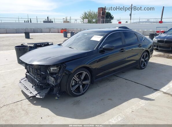 1HGCY2F52PA009454 2023 HONDA ACCORD HYBRID Черный Передняя левая четверть