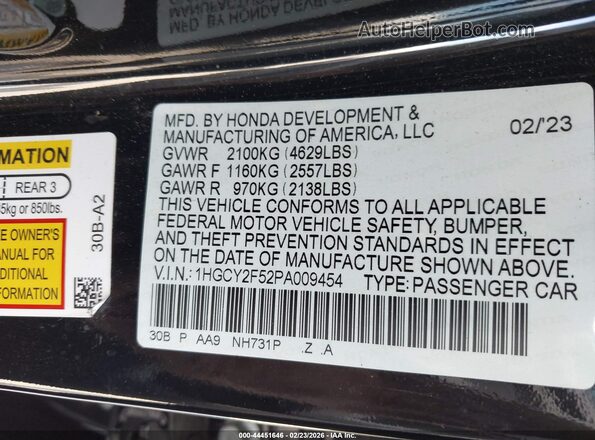 1HGCY2F52PA009454 2023 HONDA ACCORD HYBRID Черный Вид подкапотного пространства