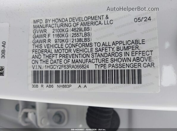 1HGCY2F63RA066824 2024 HONDA ACCORD HYBRID White Вид підкапотного простору