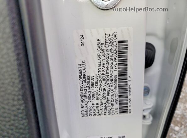 1HGCY2F81RA058965 2024 HONDA ACCORD Белый Вид наклейки с VIN-кодом