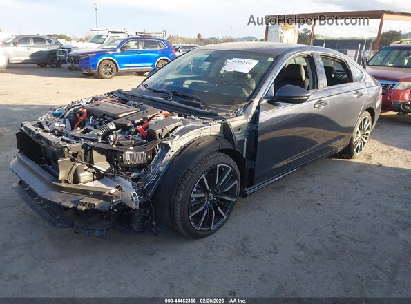 1HGCY2F82PA044585 2023 HONDA ACCORD HYBRID Серый Передняя левая четверть