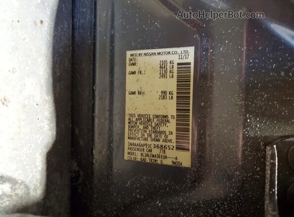 1N4AA6AP9JC368652 2018 NISSAN MAXIMA Gray Вид підкапотного простору