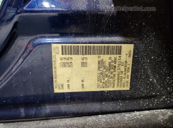 1N4AA6DV4LC376154 2020 NISSAN MAXIMA SL Blue Շարժիչի բաժամունքի տեսք