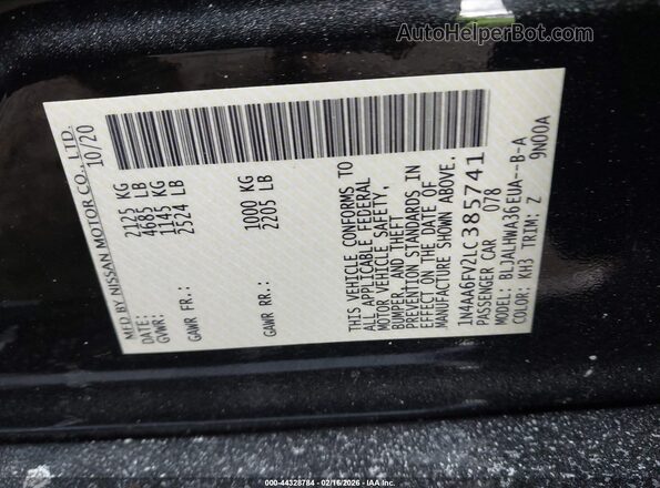 1N4AA6FV2LC385741 2020 NISSAN MAXIMA PLATINUM Черный Вид подкапотного пространства