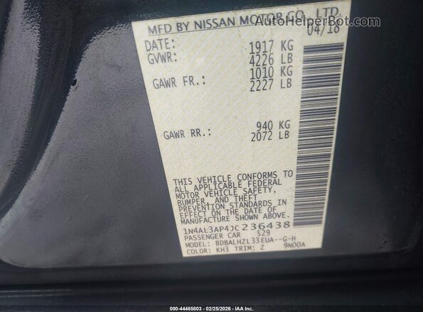 1N4AL3AP4JC236438 2018 NISSAN ALTIMA Black Вид підкапотного простору