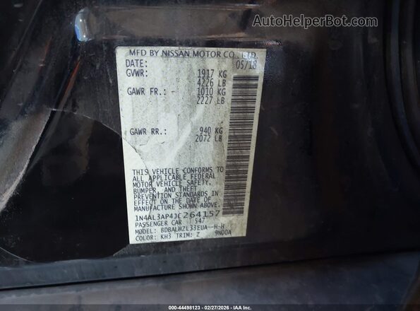 1N4AL3AP4JC264157 2018 NISSAN ALTIMA Black Vista del compartimento del motor