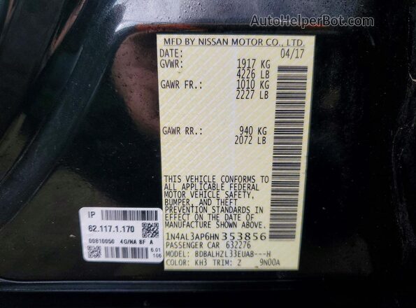 1N4AL3AP6HN353856 2017 NISSAN ALTIMA Black Widok komory silnika