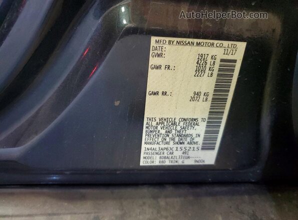 1N4AL3AP6JC155215 2018 NISSAN ALTIMA Black Vista de la etiqueta del VIN