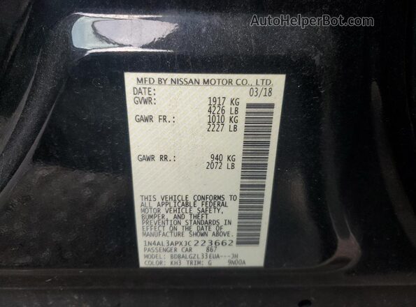 1N4AL3APXJC223662 2018 NISSAN ALTIMA Black Widok komory silnika