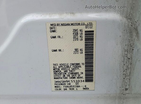 1N4AZ1BV9PC551034 2023 NISSAN LEAF White Vista del compartimento del motor