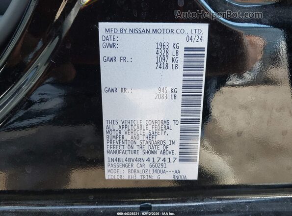 1N4BL4BV4RN417417 2024 NISSAN ALTIMA Черный Вид подкапотного пространства
