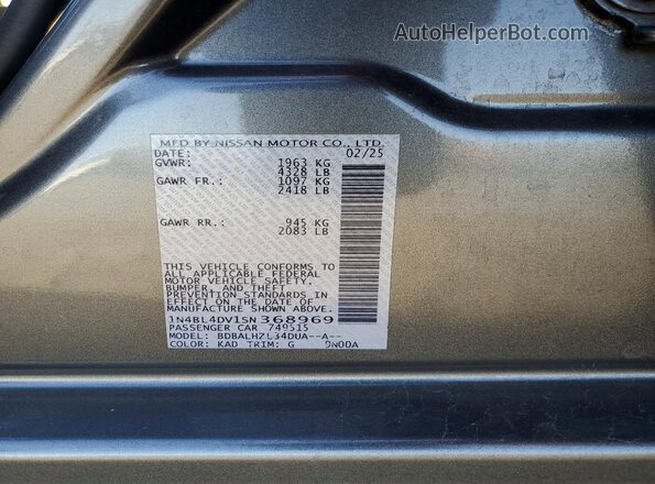 1N4BL4DV1SN368969 2025 NISSAN ALTIMA Gray Widok komory silnika