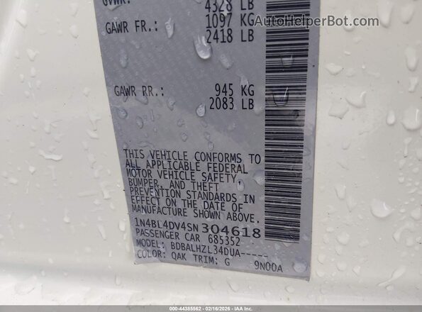 1N4BL4DV4SN304618 2025 NISSAN ALTIMA Белый Вид подкапотного пространства