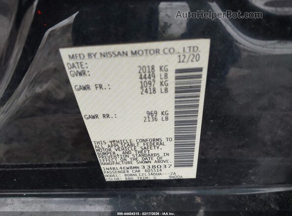 1N4BL4EW8MN338037 2021 NISSAN ALTIMA Серый Вид подкапотного пространства