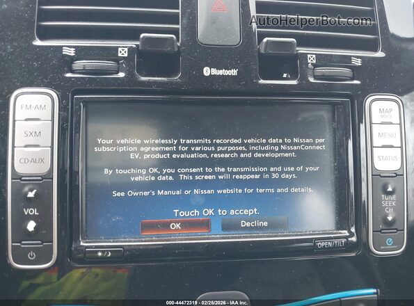 1N4BZ0CP5GC307265 2016 NISSAN LEAF Черный Панорамный вид салона 360°