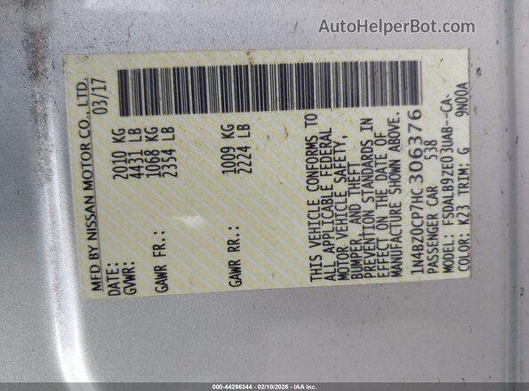 1N4BZ0CP7HC306376 2017 NISSAN LEAF Silver Vista del compartimento del motor