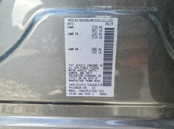 1N4CZ1CV5SC560829 2025 NISSAN LEAF Gray Vista de la etiqueta del VIN