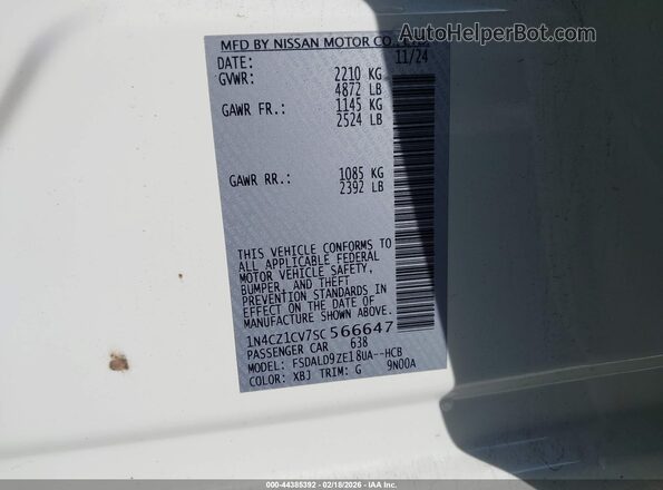 1N4CZ1CV7SC566647 2025 NISSAN LEAF Белый Вид подкапотного пространства