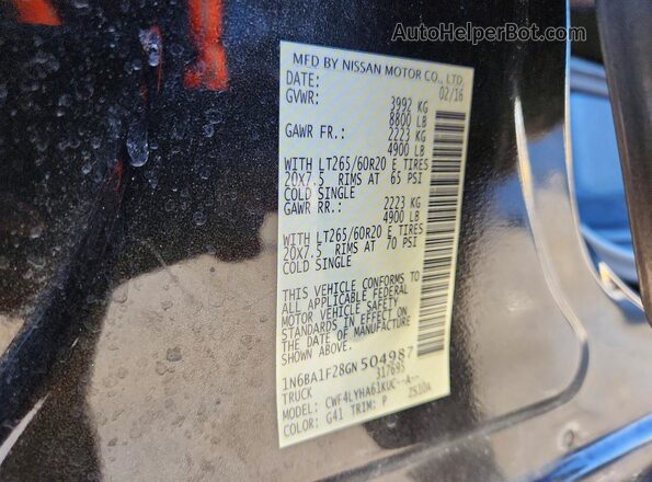 1N6BA1F28GN504987 2016 NISSAN TITAN Черный Вид подкапотного пространства