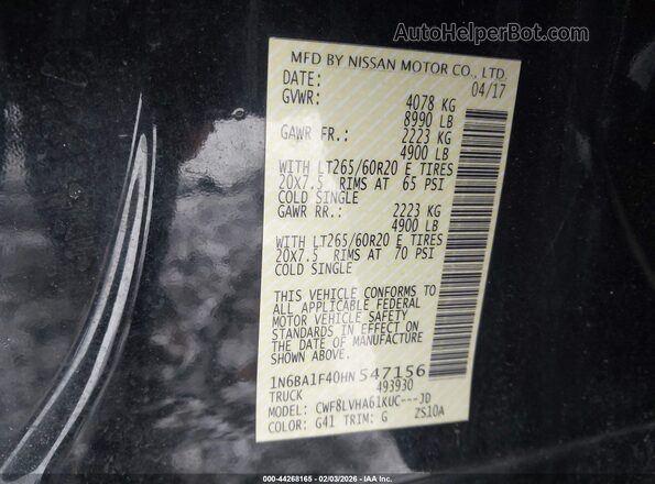 1N6BA1F40HN547156 2017 NISSAN TITAN XD Black Вид підкапотного простору